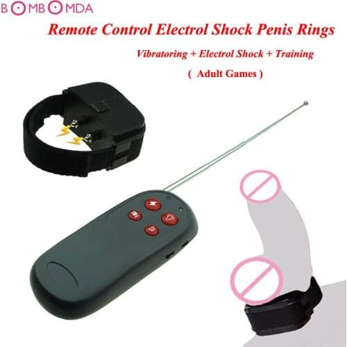 Male Remote Control Electrol Shock Pulse Vibrating Penis Ring Scrotum Stimulation Binding Ring Medical Electrol Sex Toys O35