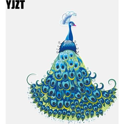 YJZT 13.6*16.7CM Fashion Cute Cartoon Peacock Decal PVC Car Sticker Pattern11A0023