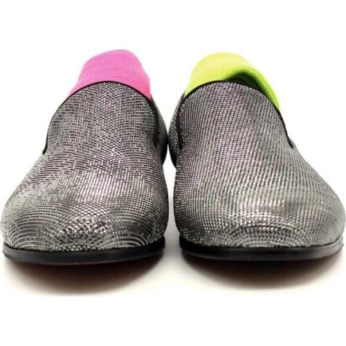 New arrival bling silver fashion handmade men shoes slip on casual shoes for men