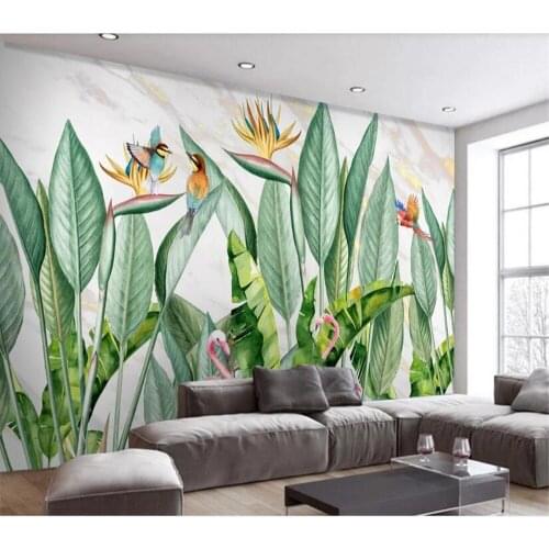 Papel de parede tropical rain forest plants flowers and birds 3d wallpaper,living rooom bedroom wall papers home decor mural