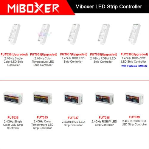 Miboxer 2.4GHz Single Color /CT /RGB /RGBW /RGB CCT LED Strip Light Controller DC12V 24V Max 10A 12A LED Lamp Tape dimmer