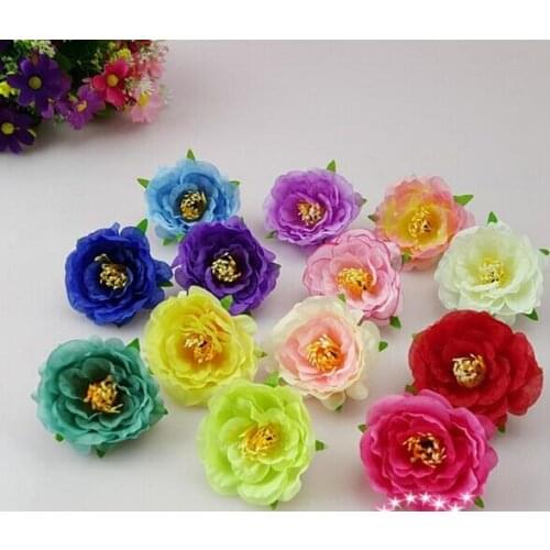 Wholesale 100pcs/lot Dia 5cm Silk Rose Heads Artificial Flower Roses Ball Flowers DIY Home &Wedding Supplies Corsage 13 Colors
