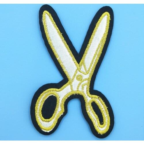Scissors Patch Iron on Patch Tailor Dressmaker Hairdresser Barber Tools Embroidered Appliques Supplies