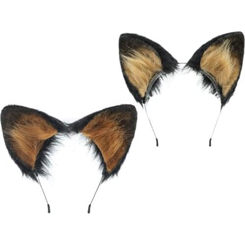 Faux Fur Ears Plush Headbands Hairband Womens Mans Lovely Lolita Hair Accessories for Christmas Party Cosplay Costume