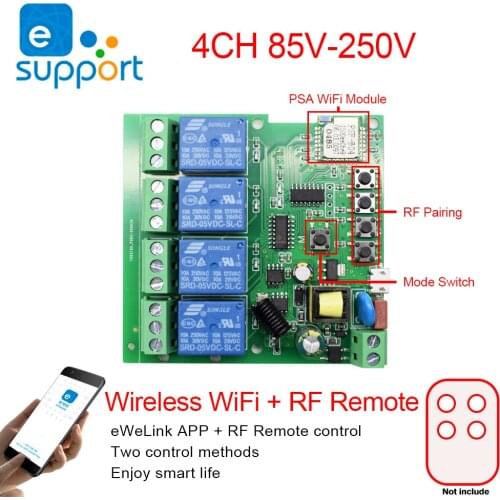 DC 5V 7V-32V 250V EWelink DIY WiFi Relay Module Switch Support Inching Self-Locking Interlock Mode For Lights