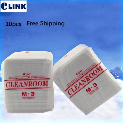 10bags M-3 dust-free wipes for fiber optic connector cleanroom wiper M3 fiber cleaning paper cleaner 100pcs/bag free shipping