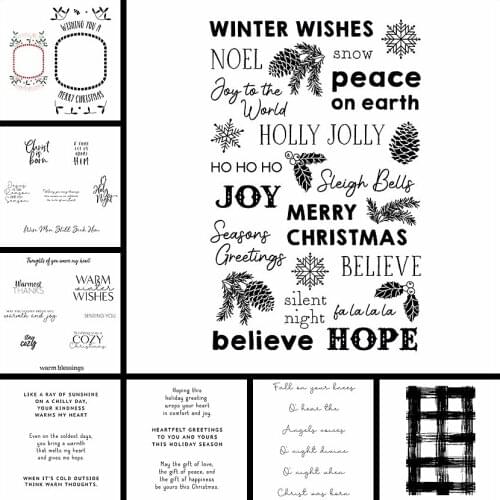 Merry Christmas Joy Noel Sentence Letter Words Alphabet Flower Snowflake Clear Silicone Stamps Scrapbook Craft Make Cards 2020