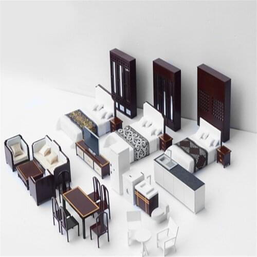 Construction Sand Table DIY Model Material Mini Furniture Sofa Bed Wardrobe Kitchen Table And Chair Chinese Furniture Model 1:20