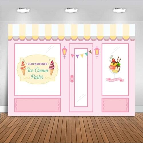 Ice cream Backdrop for Photography Candy Bar Photo Background Newborn Baby Party Decoration Supplies Vinyl Cloth