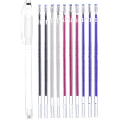 10Pcs Water Soluble Pen Refills Fabric Marking Pen with 1pc Pen Case for Cross Stitch Patchwork Crafts DIY Quilting Sewing Tools