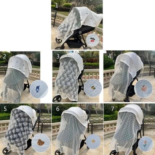 Baby Stroller Cover Breathable Mesh Mosquitoes Net Gauze Sunshade Windshield Sunscreen Curtain