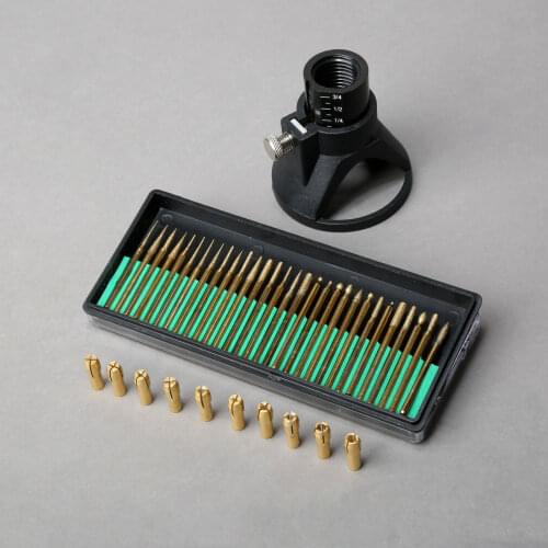 1Pc Drill Dedicated Locator+10Pcs 0.5-3.2mm Brass Collet Tool 4.8mm Shank+30Pcs/Box Diamond Burrs 3mm Shank for Electric Grinder