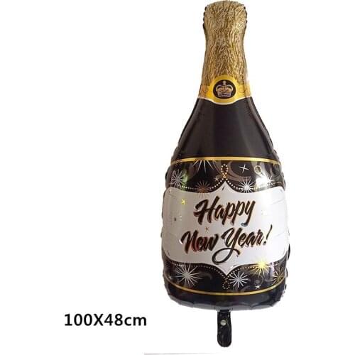 10/30/50pcs Black Large Champagne Wine Bottle Celebrate 2020 New Year Anniversary Party Foil Balloons Decor Gift Globos Supplies