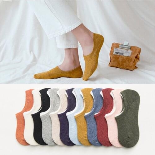 10 Pair/ Lot Spring And Summer New Invisible Boat Socks Women Pure Color Wild Socks Women Silicone Non-Slip Cotton Socks