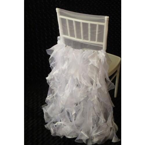 100 PCS Free Shipping Organza Ruffled Chair Cover Willow Chiavri Chair Cover Ruched Elegance Organza Chair Cover for Wedding Use