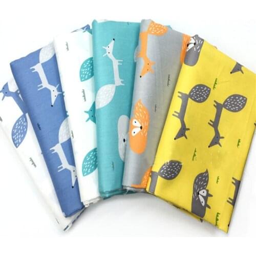 100x160cm Pretty 6 Colors For Select Cartoon Fox Animals Printed 100% Cotton Fabric For DIY Sewing Bedding Quilting Decoration