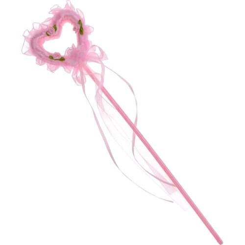2pcs Fancy Dress Props Fairy Princess Pink Heart Magic Wand For Girls Kids