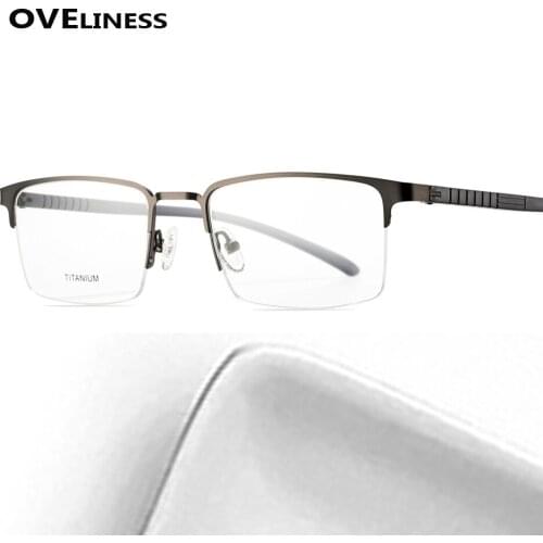 2020 Square Titanium Alloy eye glasses frame Men Optical eyeglasses Myopia Prescription glass Male Metal half Screwless eyewear