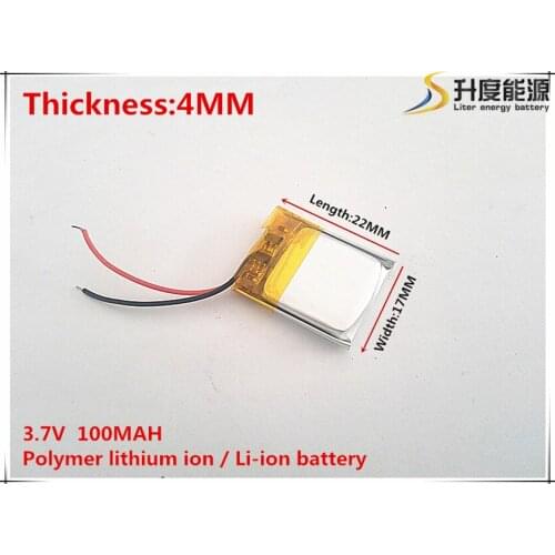 3.7V 100mAh 401722 Lithium Polymer Li-Po li ion Rechargeable Battery cells For Mp3 MP4 MP5 GPS