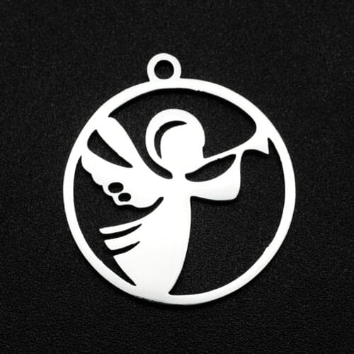 5pcs/lot 100% Stainless Steel 22x20 Angel DIY Charm Pendant Wholesale OEM Order Accepted Necklace Jewelry Bracelet Making Charms