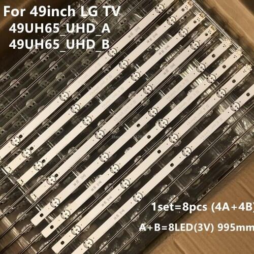 8pcs/set LED strip for 49inch LG 49UH650V 49UH65_UHD_A B SSC_49inch_UHD_B A HC490DGN-ABRC1-214X EAV63452401