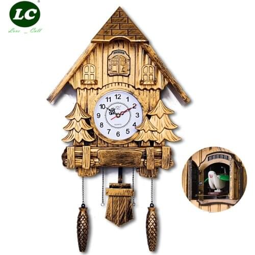 Free shipping 16inch Wall Clock Modern Cuckoo Clock Wall Home Decor Resin Wall Watch Gift for Christmas Electric Cuckoo Clock