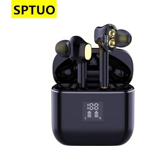 Wireless TWS Bluetooth earphone Double Dynamic HIFI Stereo Bass headset 5.0 In-Ear Noise Reduction Earphones Sports Earbuds