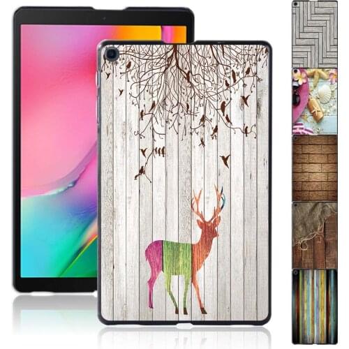 Case For Samsung Galaxy Tab A 10.1 2019 T510/T515 Wood Pattern Durable Fashion Tablet Protective Shell Cover + Free Stylus