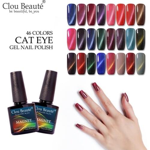 Clou Beaute Cat Eye Effect UV Gel Nail Polish Magnet Soak Off UV Gel Lacquers Chameleon Magnetic Gel Varnishes 46 Color Nail Art