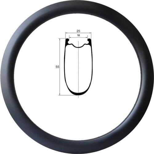 700C 55mm Deep 25mm Width Road Bike Disc Brake or Rim Brake OEM Carbon Wheels Rims Tubeless Clincher 18mm Internal MATT UD GLOSS