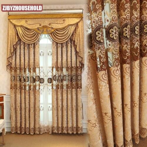 European Water-soluble Embroidered Curtain Chenille Hollow Embroidery Finished Custom Curtains for Living Dining Room Bedroom