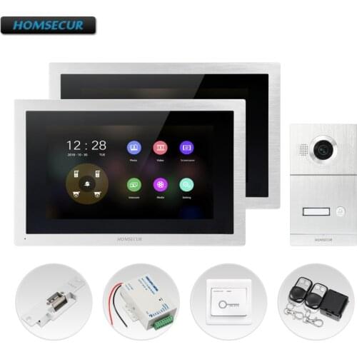 HOMSECUR 4 Wire AHD Video&Audio Smart Doorbell Electric Strike Lock Set Included BC121HD-1S+BM114HD-S