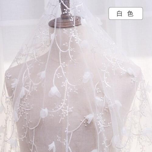 50x130cm 3D Flower Lace Fabric Embroidered Sewing Mesh Tulle Fabric DIY Sewing Tutu Party Wedding Dress Patchwork