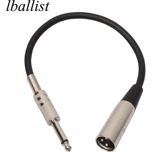 Lballist 30cm 1/4''Jack 6.5mm Jack Male to XLR Male Microphone Mixer Audio Converter Cable Shielded