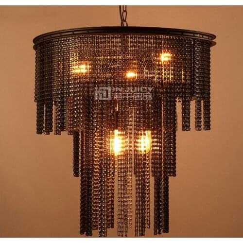 Loft Vintage Industrial Metal Chain E27 Edison Chandelier Shades Antique Rustic Wrought Iron Chandelier Lighting Corridor Cafe