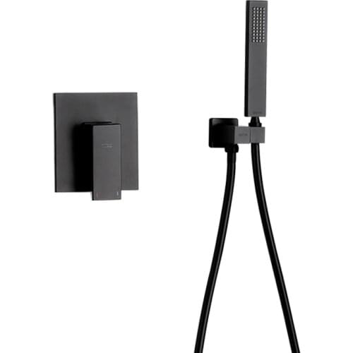 Matte Black Bathroom abs Handheld Shower Head with pvc Hose and Bracket Holder With Shower Valve Kit IS978