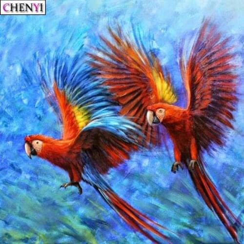 CHENYI DIY 5D Diamond Painting Parrot Couple Full Square Round Rhinestones Animal Diamond Embroidery Diamond Mosaic Cross Stitch