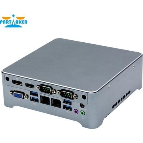 Partaker N6 Intel Celeron 3865U Processor Fanless Mini PC Desktop Industrial Computer Dual Lan 2 COM VGA HD-MI 2.0