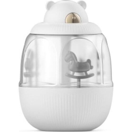 Mini Air Humidifier Aroma Essential Oil Diffuser USB Charging Car Fogger Mist Maker with LED Lamp Carousel Music Box