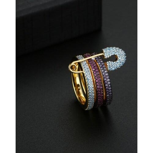 Fashion Women Luxury Zircon Finger Ring Charm Pin Rings For Women Party Gift Jewelry