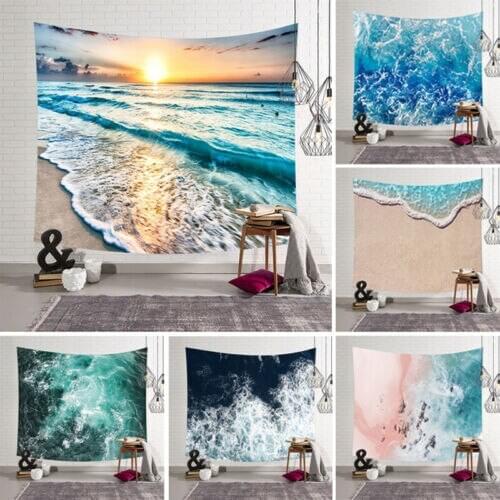 Cartoon Sea Waves Art Hanging Wall Hippie Tapestry Home Decor Yoga Beach Towel