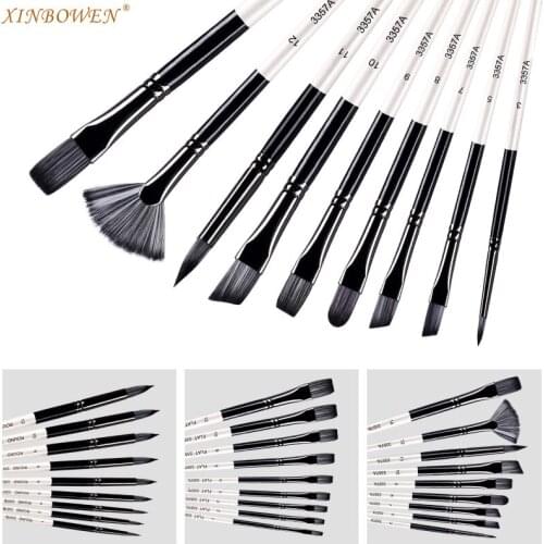 1 Set Is 9 Pcs Watercolors Paintbrush Nylon Wool Mixed Head Combination Paintbrush Set Watercolor Pen Manufacturers