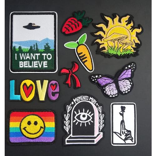 Alien Spaceship Embroidery Patches Iron On Patch Embroidered Patchs Badge Appliques For Clothing Stickers Backpack School Bags