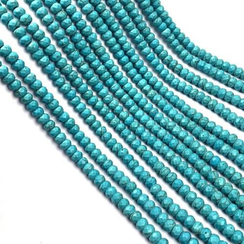 Natural Blue Turquoises Section Abacus Shape Stone Loose Beads for Making DIY Jewelry Necklace Bracelet Accessories
