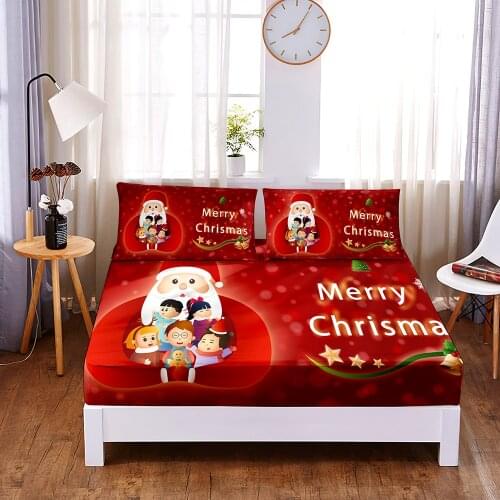 Happy Children Digital Printed 3pc Polyester Fitted Sheet Mattress Cover Four Corners with Elastic Band Bed Sheet Pillowcases