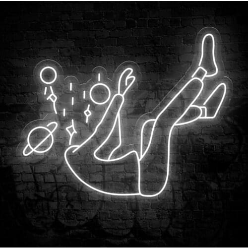 Falling Into Space Neon Sign Space Falling Led Light Sign Office Bar Home Room Decor Neon Signs Light Wall Art Decor Gift