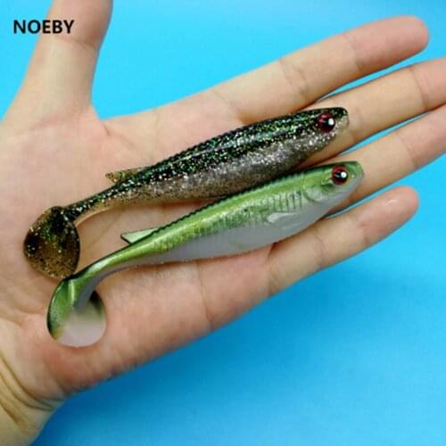 NOEBY 12pcs/lot Soft Lure Fishing Lure 8g/10cm 4colors Baits Shad Fish Wobbler Rubber Bass Lure