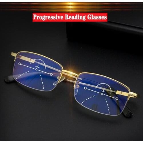 New Titanium Alloy Progressive Multifocal Reading Glasses Men UV Protect Presbyopic Eyewear Hyperopia Presbyopia Reader 1.0-3.0