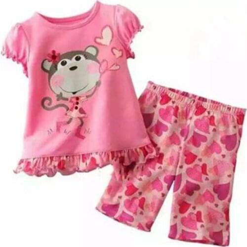 Girls Clothes Children Pajamas Kids Boys Clothes Set Sleepwear Toddler Homewear Cartoon Summer Pyjamas Short Sleeve Cotton Suit