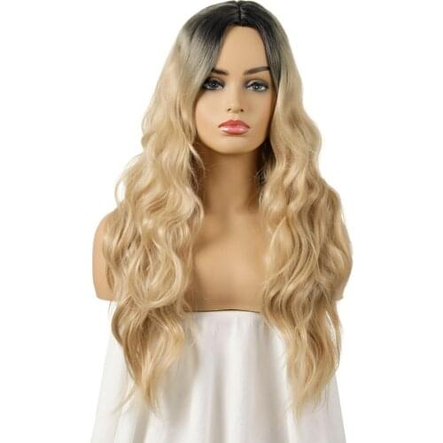 Ombre Blonde Wig Wavy Wig for White/Black Women Hair Wigs Heat Resistant Synthetic Wig Natural Fake Hair Romance Style